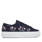 Tenis superge Superga 3740 Platform Flower Embroidery Leggera S5138TW Mornarsko modra