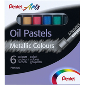Uljane pastele Pentel Arts - Metalic, 6 boja