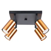 SOLLUX lighting Črna kvadratna stropna svetilka, štiridelna, bakreni senčniki, 4xGU10 10W WINX SL.1378 Sollux Lighting