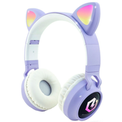 Djecje slušalice PowerLocus - Buddy Ears, bežicne, ljubicasto/bijele