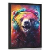 Plakat medved s slušalkami - 30x45 no frame