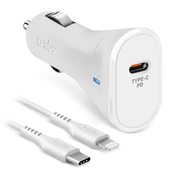 SBS komplet polnilnika za avto, bel 20 W Lightning TECRKITPD20LIGW Polnilec in s kabel USB-C na Lightn.