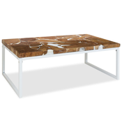 vidaXL Klubska mizica iz tikovine in smole 110x60x40 cm