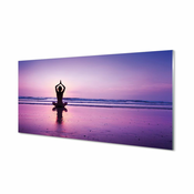 tulup.si Slika na akrilnem steklu Ženska morje joga 120x60 cm 2 obešalnika