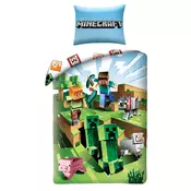 Halantex Obojestransko bombažno pregrinjalo MINECRAFT Farm, 140/200+70/90, MNC-129BL