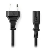 NEDIS napajalni kabel za adapterje/ Euro vtič - konektor IEC-320-C7/ ravno-ravno/ dvovrstično/ čr