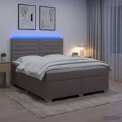 Boxspring krevet s madracem Sivosmeđa 140 x 190 cm Tkanina Smeđesiva 144 x 190 x 140.5 cm