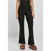 Womens high-waisted leggings with flared ribbing black