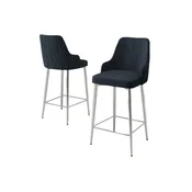 Hanah Home set od 4 barskih stolica Tera, antracit tkanina Babyface, hromirane metalne noge