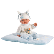 Lutka-beba Llorens - Sa plavom odjecom, jastukom i bijelom kapom, 26 cm