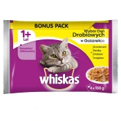 WHISKAS Vlažna hrana za macke, Živina, 4 x 85 g