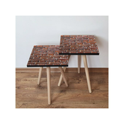 Hanah Home Sklapajuci Stocic 2 Komada 2SHP372 - Braon