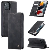 CaseMe Futrola preklopna za iPhone 13, koža, crna - Flip Leather Phone Case iPhone 13