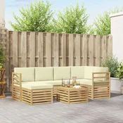 Set vanjskih sofa 7 pcs Bijela i krem Poliester