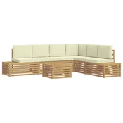 7 pcs Set vanjskih sofa Poliester Bijela i krem