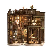 DIY Book Nook komplet za odrasle | Veličasten Balkon | Miniaturna hiška z LED | 888 delov | Diorama za knjižno polico | 23 x 23 x 17 cm | Lubiwood