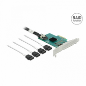 Delock kartica PCI Express 4xSATA 6Gbs RAID HyperDuo+Low Profile 89051