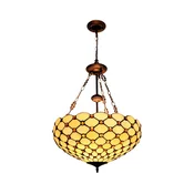 BRILAGI - Tiffany vitražni lestenec na verigi IVORY SMOOTH 3xE27/60W/230V pr.50 cm