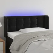 Vidaxl vidaXL Vzglavje postelje z LED diodo črno 83x16x78/88 cm žamet