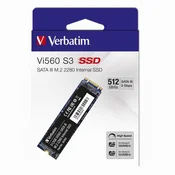 Verbatim Internal M.2 SATA III SSD, 512GB, Vi560, 49363, 560 MB/s-R, 520 MB/s-W