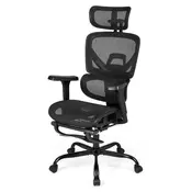 Northix Ergonomski pisarniški stol z naslonom za noge 3D nasloni za roke črna