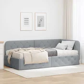Kutni okvir kreveta Svijetlo siva 100 x 200 cm tkanina