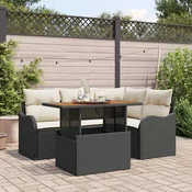 Sjedeća garnitura za vrt 5 kom. Crna Poli ratan 177.5 x 122.5 x 69 cm