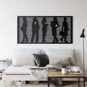 WallXpert metalni zidni ukras 5194, siluete pet poslovnih ljudi u ramu sa prugama, 46 x 23 cm, crni