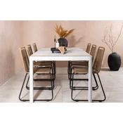 Venture Design Jedilna miza in zložljivi stol komplet Togo in Lindos 200x100x75 cm bela in rjava