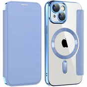 Overboard Ovitek za iPhone 15 z zapiranjem, RFID denarnica MagSafe z zaščito kamere, moder