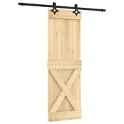 Vidaxl Drsna vrata Naravna in črna 70 x 210 cm Masiven borov les