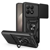 Oklepni ovitek MaX-Armor z obročem, kovinsko ploščico in zaščito zadnjih kamer za Xiaomi 15T - army black