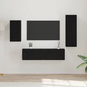 Set TV komoda Zidne 4 pcs Crni hrast Konstruirano drvo