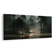 Slika jutranja megla v gozdu - 80x40