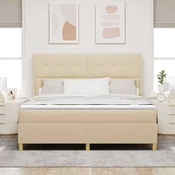 Vidaxl Postelja z vzmetnico z vzmetnico krema 180 x 200 cm blago