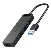 Vention Type-C to 4-Port USB 3.0 Hub, Black 0,15m