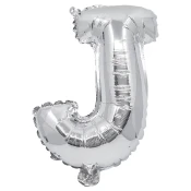 Folija balon v obliki črke v srebrni barvi – črka J 32 cm