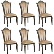 Casa Padrino luxury baroque dining chair set of 6 light brown - Baroque Furniture