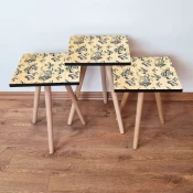 Hanah Home Set klub stočića 3Shp88, 3 komada, Roze