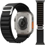 GS Najlonski pašček za Apple Watch 1/2/3/4/5/6/7/8/9/10/11/SE 38/40/41/42 mm, črne barve