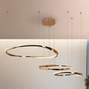 Schuller Valencia LED viseča svetilka Orbitas, dolžina 185 cm, zlata barva, kovina - Dnevna soba/jedilnica - zlato, jasno - Aluminij