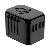 shumee Univerzalni potovalni adapter USB-A x2/USB-C x2 za polnjenje črne barve