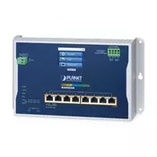 PLANET Industrial 8-Port Wall-mount Switch WGS-4215-8P2XV Upravljano L2+ Gigabit Ethernet (10/100/1000) Power over Ethernet (PoE) Modra, Kovinska