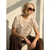 Sinsay - Cipkasta bluza sa kratkim rukavima - krem