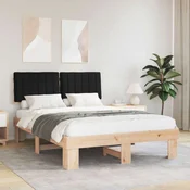 Vidaxl Posteljni okvir z oblazinjenim vzglavjem Črna 135 x 190 cm
