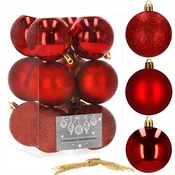 springos SET KROGLIC za BOŽIČNO DREVO 12pcs rdeče Praznične božične kroglice mix, (21636839)