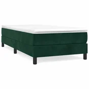 Vidaxl Posteljni okvir z vzmetmi temno zelen 100x200 cm žamet
