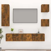 vidaXL vidaXL Komplet TV omaric 5-delni dimljen hrast inženirski les, (20734661)