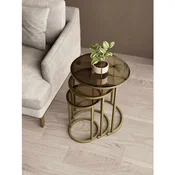 Hanah Home set od 3 pomocna stola Milas 3, antik / providno staklo