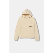 Otroški pulover Calvin Klein Jeans bež barva, s kapuco, IB0IB02622